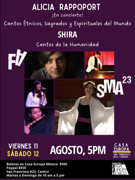 Imagen de VIERNES 11 DE AGOSTO ALICIA RAPPOPORT en concierto:  Cantos Étnicos, Sagrados y Espirituales del Mundo  /   SHIRA: Cantos de la Humanidad