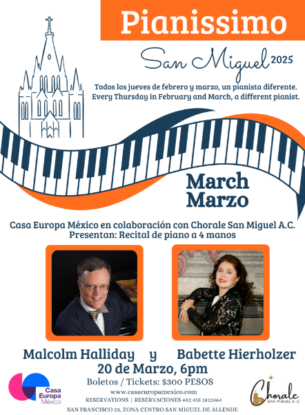 Imagen de 🎹✨ ¡Recital de piano a 4 manos en San Miguel! ✨🎹Malcolm Halliday y Babette Hierholzer