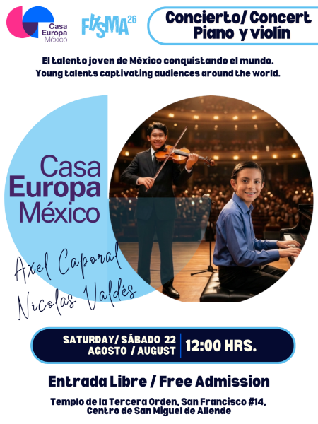 Imagen de Jóvenes Virtuosos en FASMA 2026: Axel Caporal y Nicolás Valdés en Concierto
