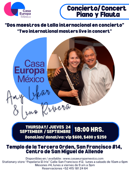 Imagen de Amy Likar & Lino Rivera en San Miguel de Allende “Dos maestros de talla internacional en concierto”